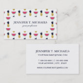 Carte De Visite Motif mignon de griffonnage d'ananas et de (Devant / Derrière)