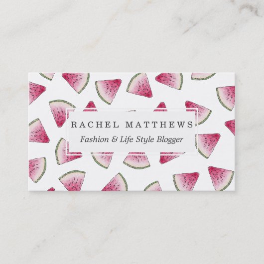 Carte De Visite Motif mignon estival de tranches de pastèque (Devant)