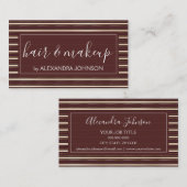 Carte De Visite Motif moderne à rayures bourguignonne et or (Devant / Derrière)