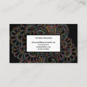 Carte De Visite Motif moderne Black Gold Henna floral paisible (Dos)