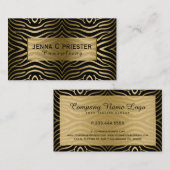 Carte De Visite Motif moderne Black & Gold Zebra (Devant / Derrière)