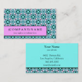 Carte De Visite Motif moderne bleu de feuille (Devant / Derrière)