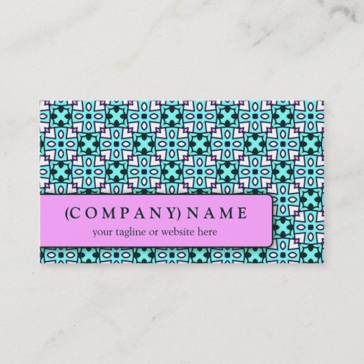 Carte De Visite Motif moderne bleu de feuille (Devant)