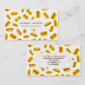 Carte De Visite Motif moderne de nourriture de hot-dog d'aquarelle (Devant / Derrière)