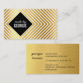 Carte De Visite MOTIF MODERNE diamant noir blanc or noir (Devant / Derrière)