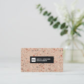 Carte De Visite Motif moderne en marbre rose clair Terrazzo (Debout devant)