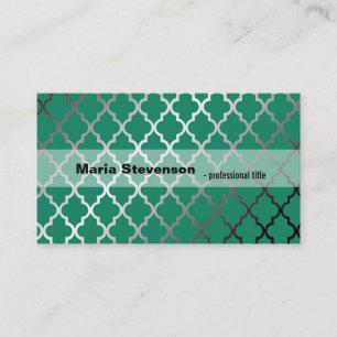 Carte De Visite Motif moderne et cool de quatre feuilles vert bril