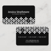 Carte De Visite Motif moderne Fleurs noires et blanches (Devant / Derrière)