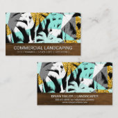 Carte De Visite Motif moderne Palm Tree | Grain de bois (Devant / Derrière)