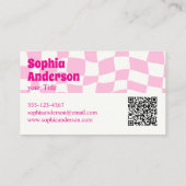 Carte de visite Motif moderne rose À damiers (Dos)