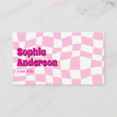 Carte de visite Motif moderne rose À damiers (Devant)