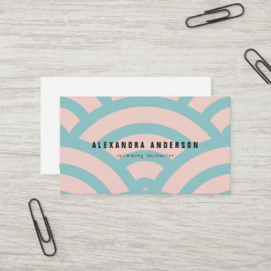 Carte de visite Motif moderne rose et turquoise