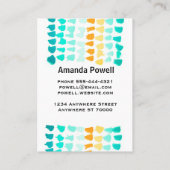 Carte De Visite motif moderne turquoise et orange (Dos)