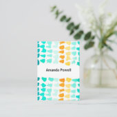 Carte De Visite motif moderne turquoise et orange (Debout devant)