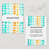 Carte De Visite motif moderne turquoise et orange (Devant / Derrière)