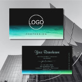 Carte De Visite Motif moderne Turquoise noir vert Ombre avec logo