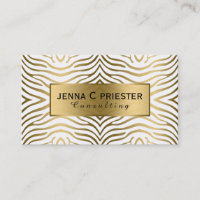 Motif moderne White & Gold Zebra Stripes