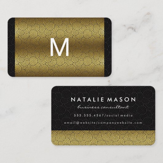 Carte De Visite Motif Monogram Gold (Devant / Derrière)