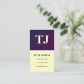 Carte De Visite Motif Monogramme Classique Violet Jaune (Debout devant)