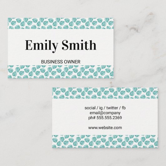 Carte De Visite Motif Monstera Leaf (Devant / Derrière)