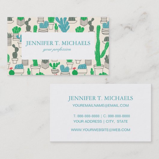 Carte De Visite Motif naturel des cactus floraux (Devant / Derrière)