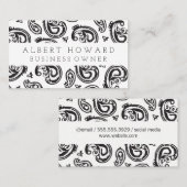 Carte De Visite Motif noir à fleurs Paisley (Devant / Derrière)