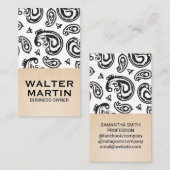 Carte De Visite Motif noir à fleurs Paisley (Devant / Derrière)