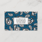 Carte De Visite Motif noir à fleurs Paisley (Dos)