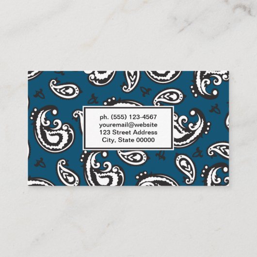 Carte De Visite Motif noir à fleurs Paisley (Dos)