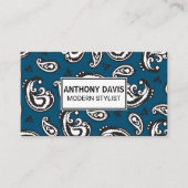 Carte De Visite Motif noir à fleurs Paisley (Devant)