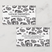 Carte De Visite Motif noir à fleurs Paisley (Devant / Derrière)