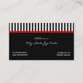 Carte De Visite Motif noir blanc rayé avec arc rouge et bijou (Dos)