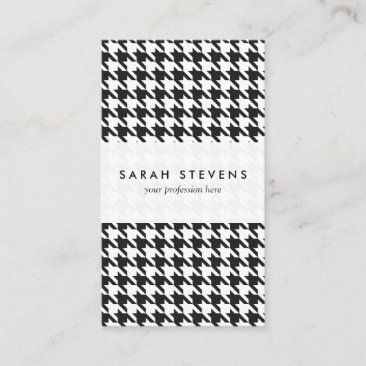 Carte De Visite Motif noir et blanc de pied-de-poule (Devant)