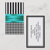 Carte De Visite Motif noir et blanc Houndstooth (Devant / Derrière)