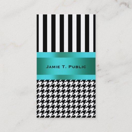 Carte De Visite Motif noir et blanc Houndstooth (Devant)