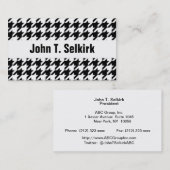 Carte De Visite Motif noir et blanc Houndstooth (Devant / Derrière)