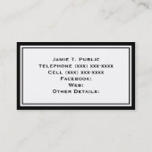 Carte De Visite Motif noir et blanc Houndstooth (Dos)