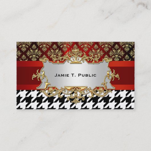 Carte De Visite Motif noir et blanc Houndstooth (Devant)