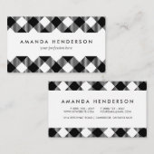 Carte De Visite Motif noir et blanc moderne de guingan de contrôle (Devant / Derrière)