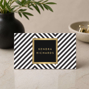 Carte De Visite Motif noir et blanc rétro Glam Gold Nom Logo