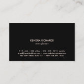 Carte De Visite Motif noir et blanc rétro Nom simple Logo (Dos)