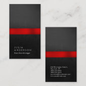 Carte De Visite Motif noir gris rouge vertical (Devant / Derrière)