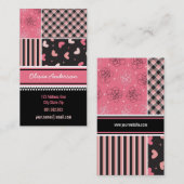 Carte De Visite Motif noir rose de plaid de rayures de contrôles (Devant / Derrière)
