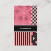 Carte De Visite Motif noir rose de plaid de rayures de contrôles (Dos)
