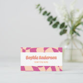 Carte De Visite Motif ondulé rose et pêche rétro avec code QR (Debout devant)