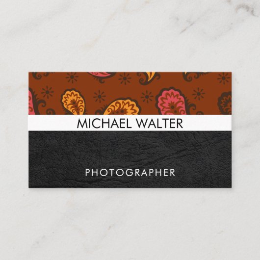 Carte De Visite Motif Paisley | Cuir (Devant)
