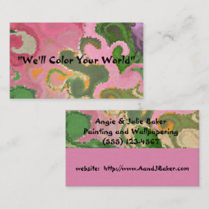 CARTE DE VISITE "MOTIF PAISLEY/IMPRIMÉ TIE-DYE" (ROSES, VERTS ET O