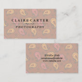 Carte De Visite Motif Paisley | Photographe (Devant / Derrière)