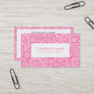Carte De Visite Motif Paisley vintage rose et blanc
