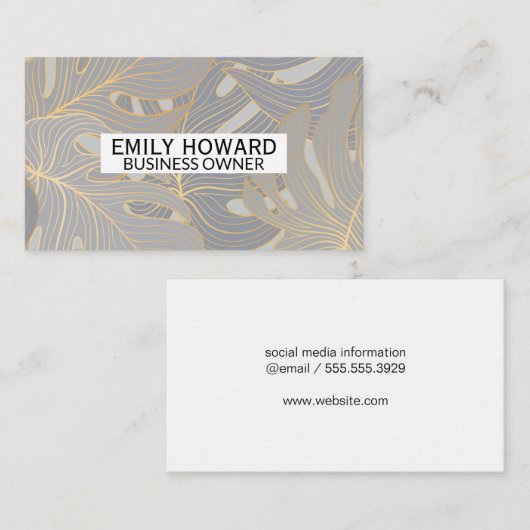 Carte De Visite Motif Palm Leaf moderne (Devant / Derrière)